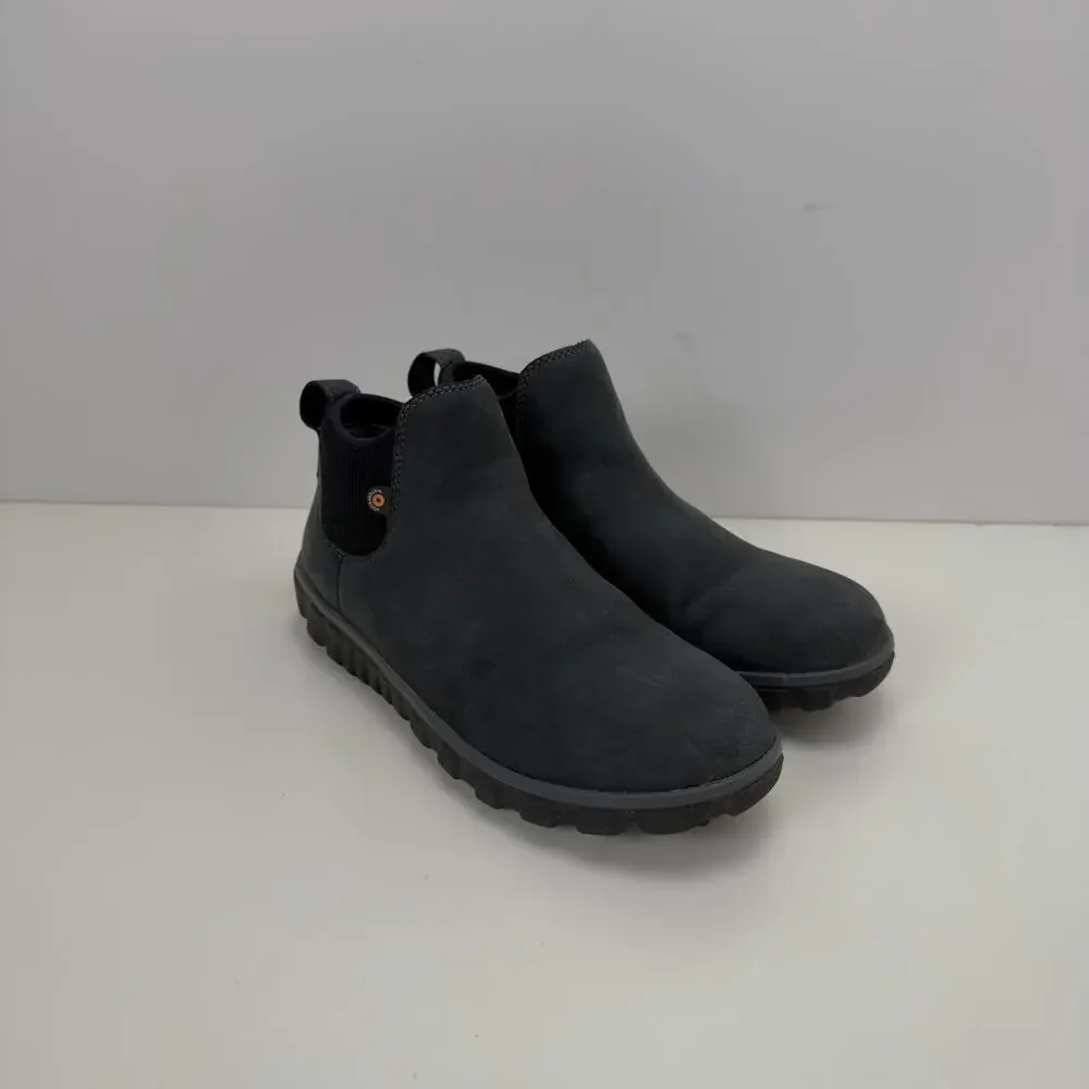 Bogs Boots Men's 8 Black Casual Chelsea Leather Waterproof Snow Rugged